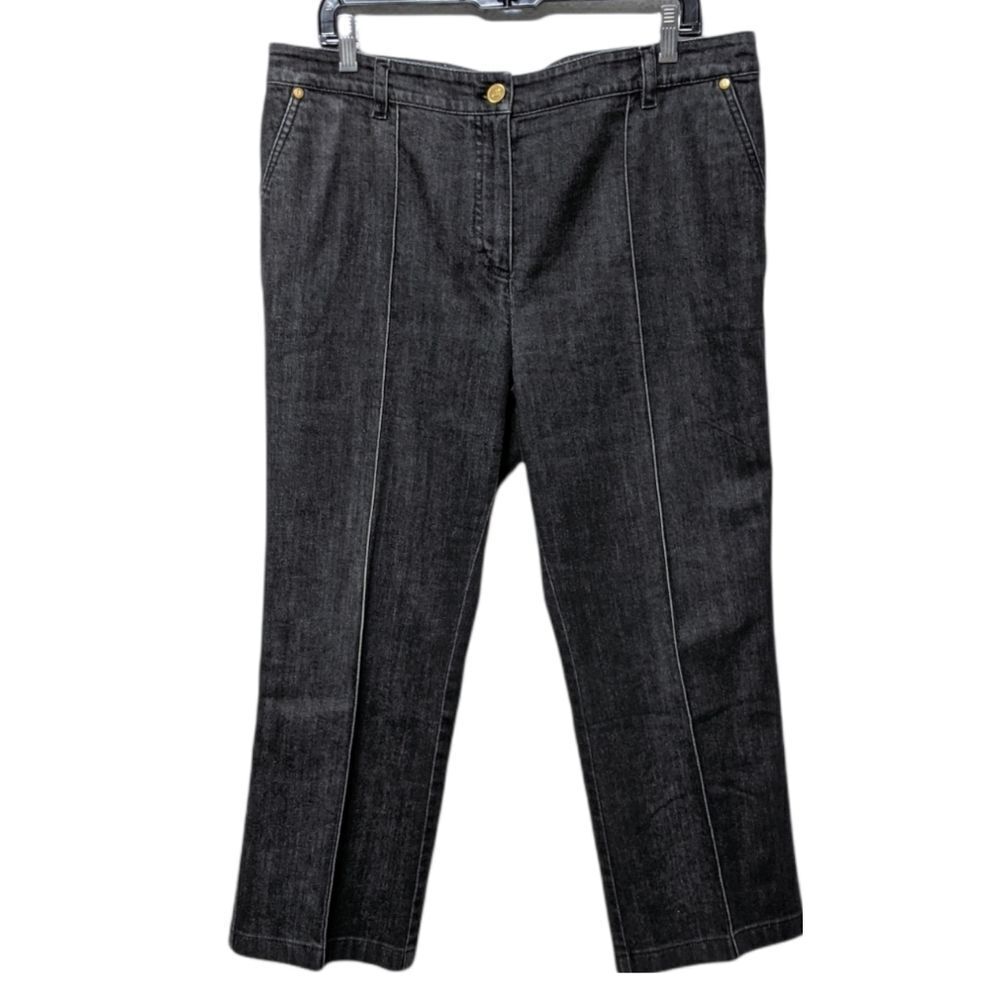 ESCADA Gray Denim Straight Cropped High Rise Jeans 46